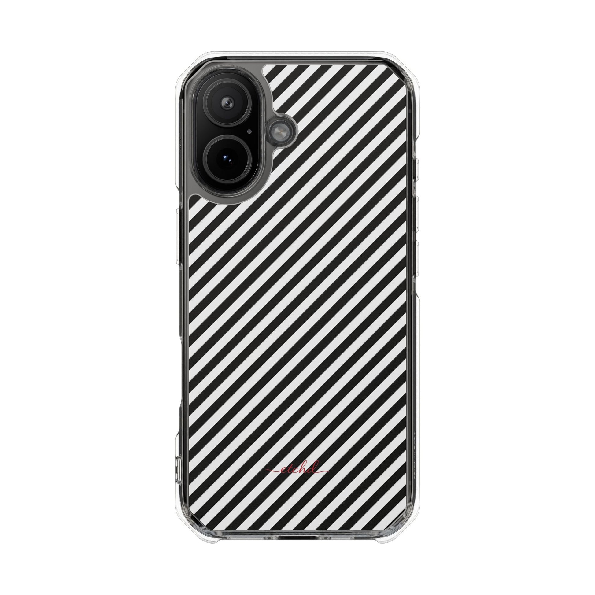Black & White Striped Diagonal Clear Magnetic Phone Case by etchd, view 13