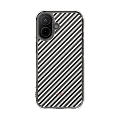 Black & White Striped Diagonal Clear Magnetic Phone Case by etchd, view 13