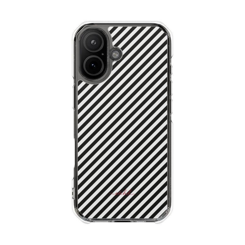 Black & White Striped Diagonal Clear Magnetic Phone Case by etchd, view 13