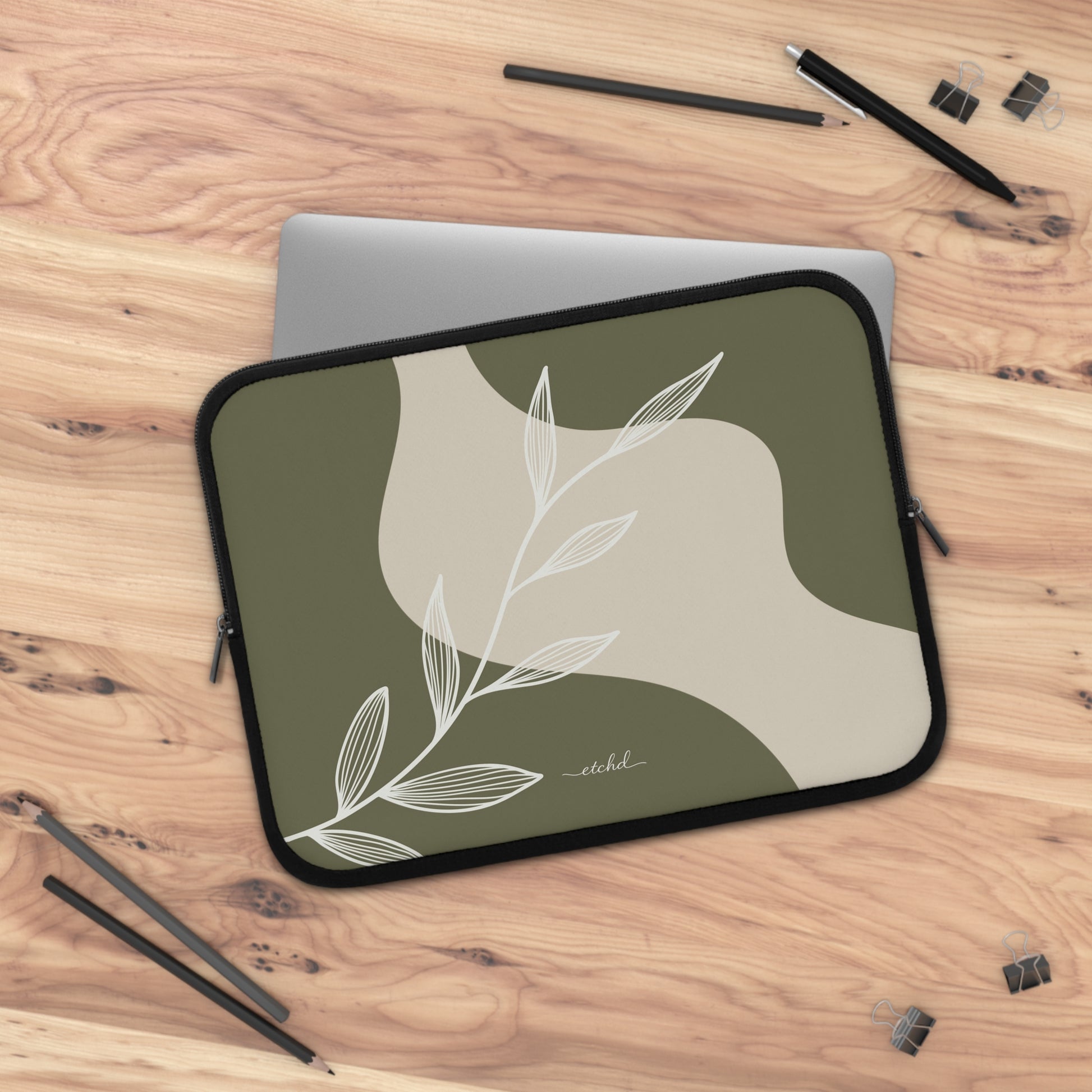Olive Leaf Laptop Sleeve by etchd, view 5