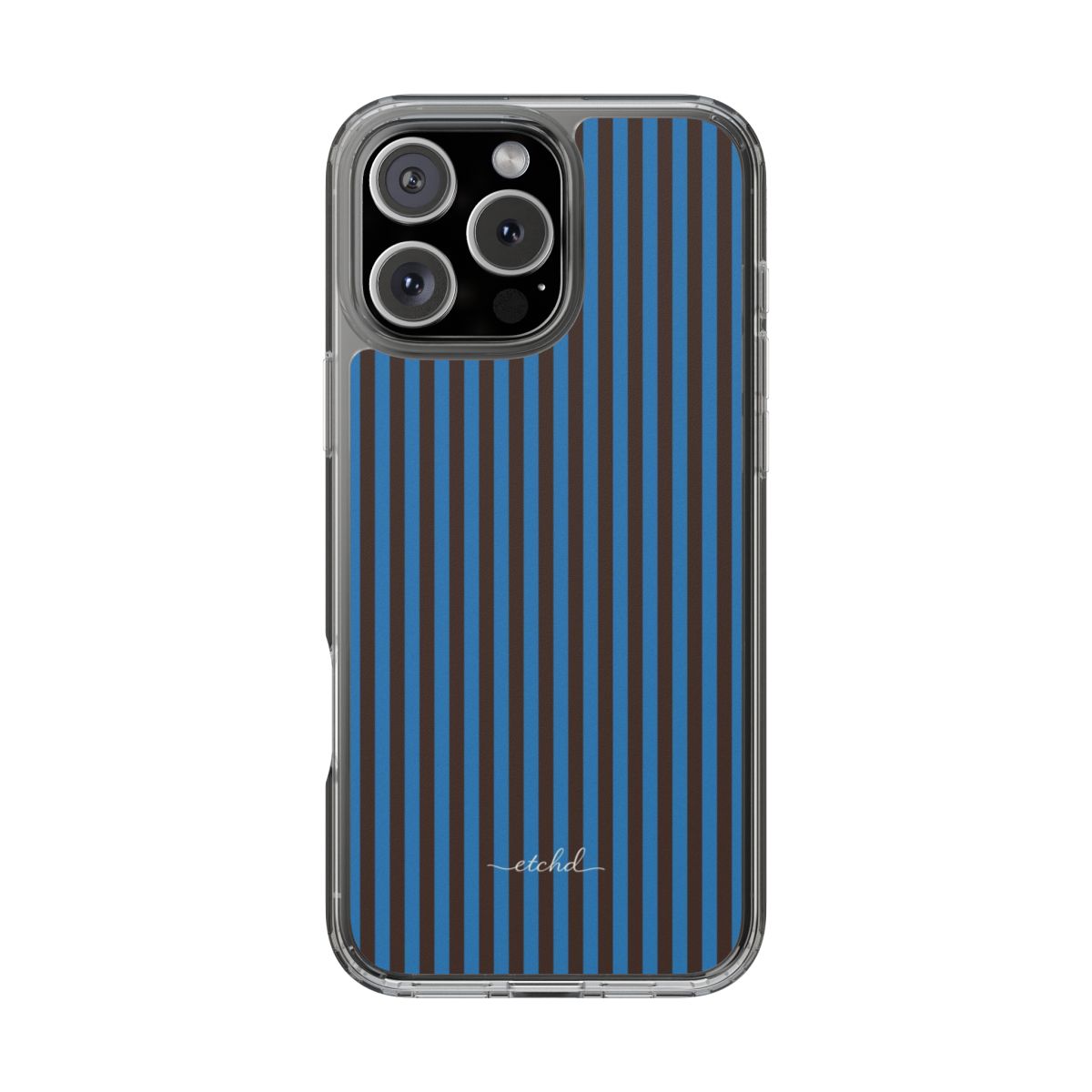 Espresso & Cerulean Striped Funda transparente para móvil de etchd