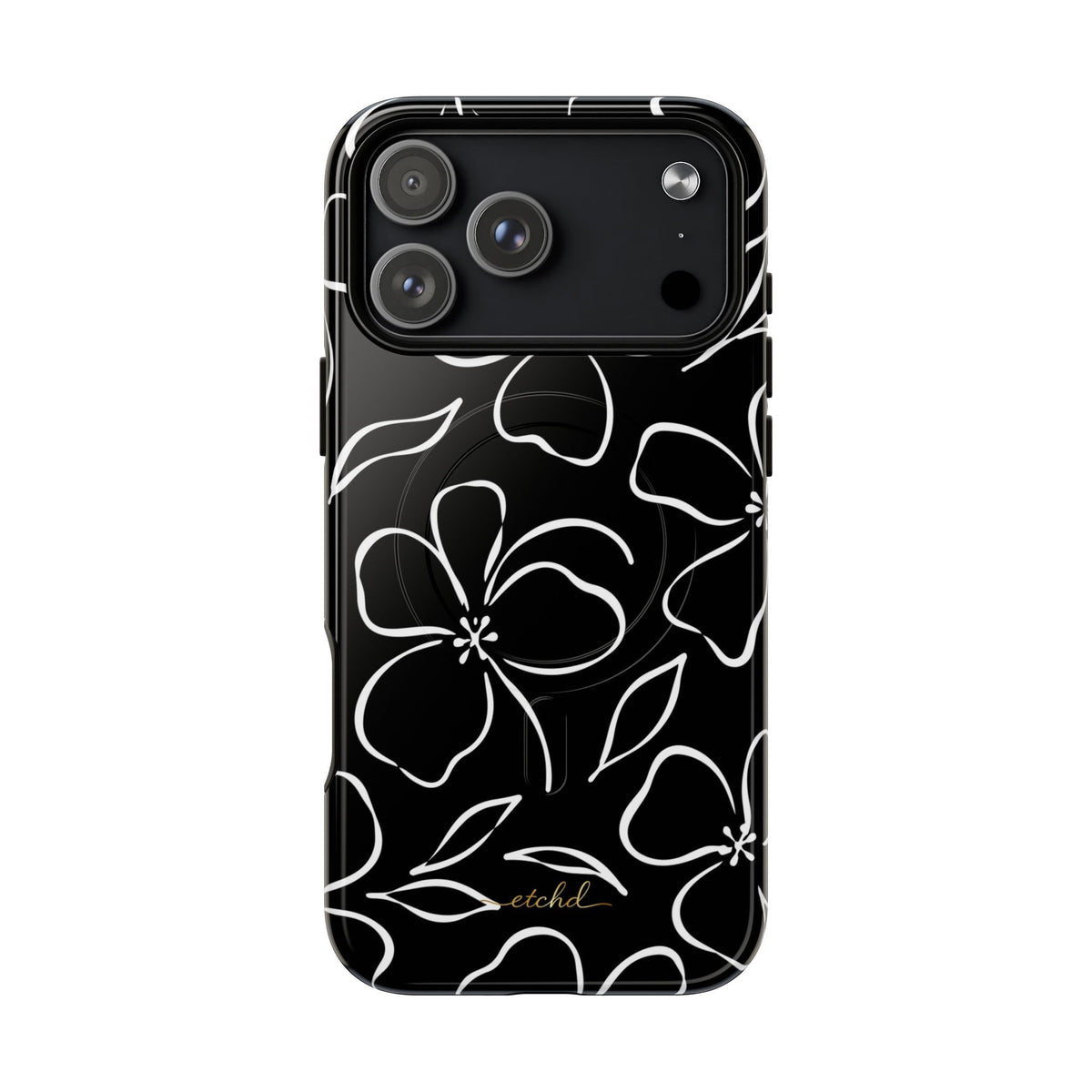 Black & White Floral Magnetic Phone Case by etchd, view 31