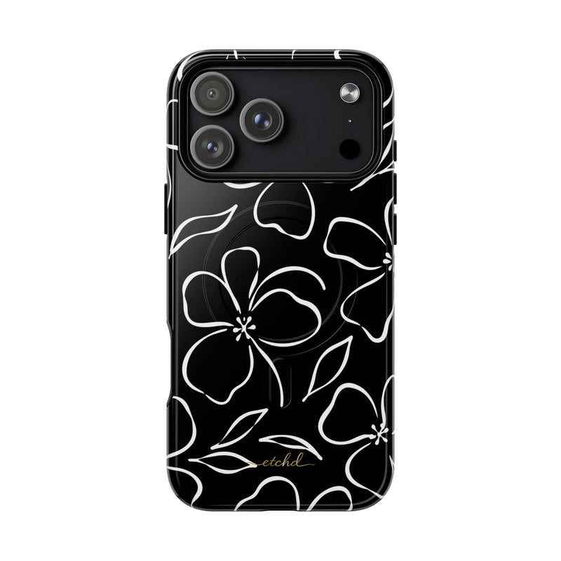 Black & White Floral Magnetic Phone Case by etchd, view 31
