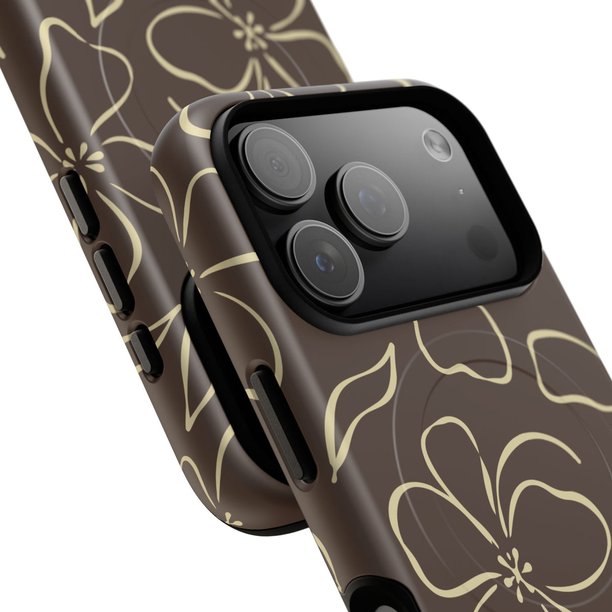 Butter & Brown Floral Magnetic Phone Case by etchd, view 100