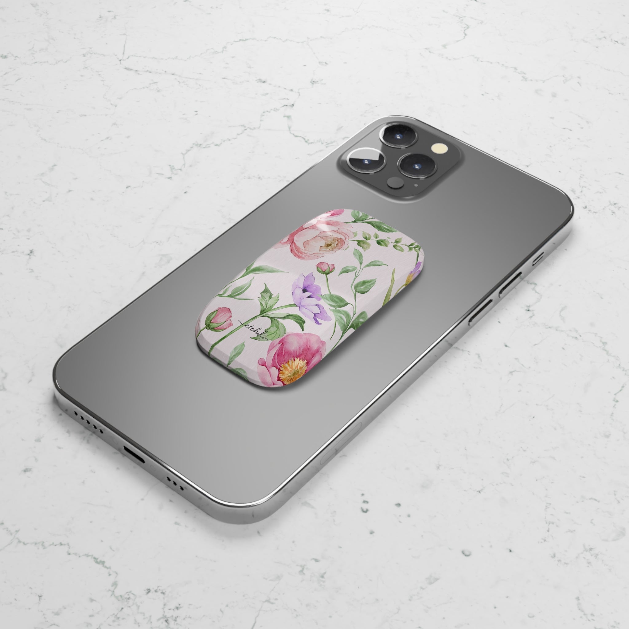 Peony Bloom Click-On Phone Grip by etchd, view 4