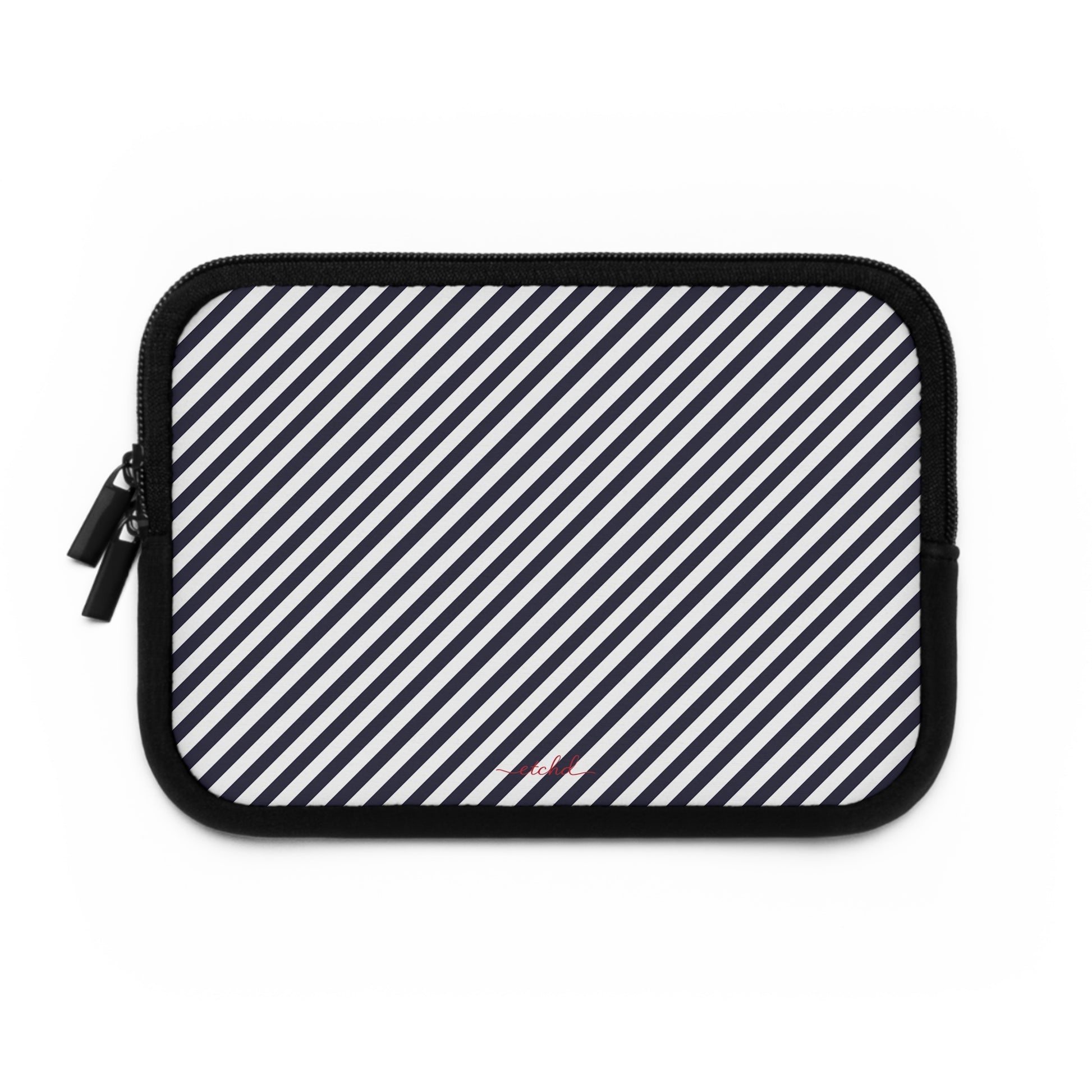 Navy & White Striped Diagonal Custodia per laptop di etchd, vista 2