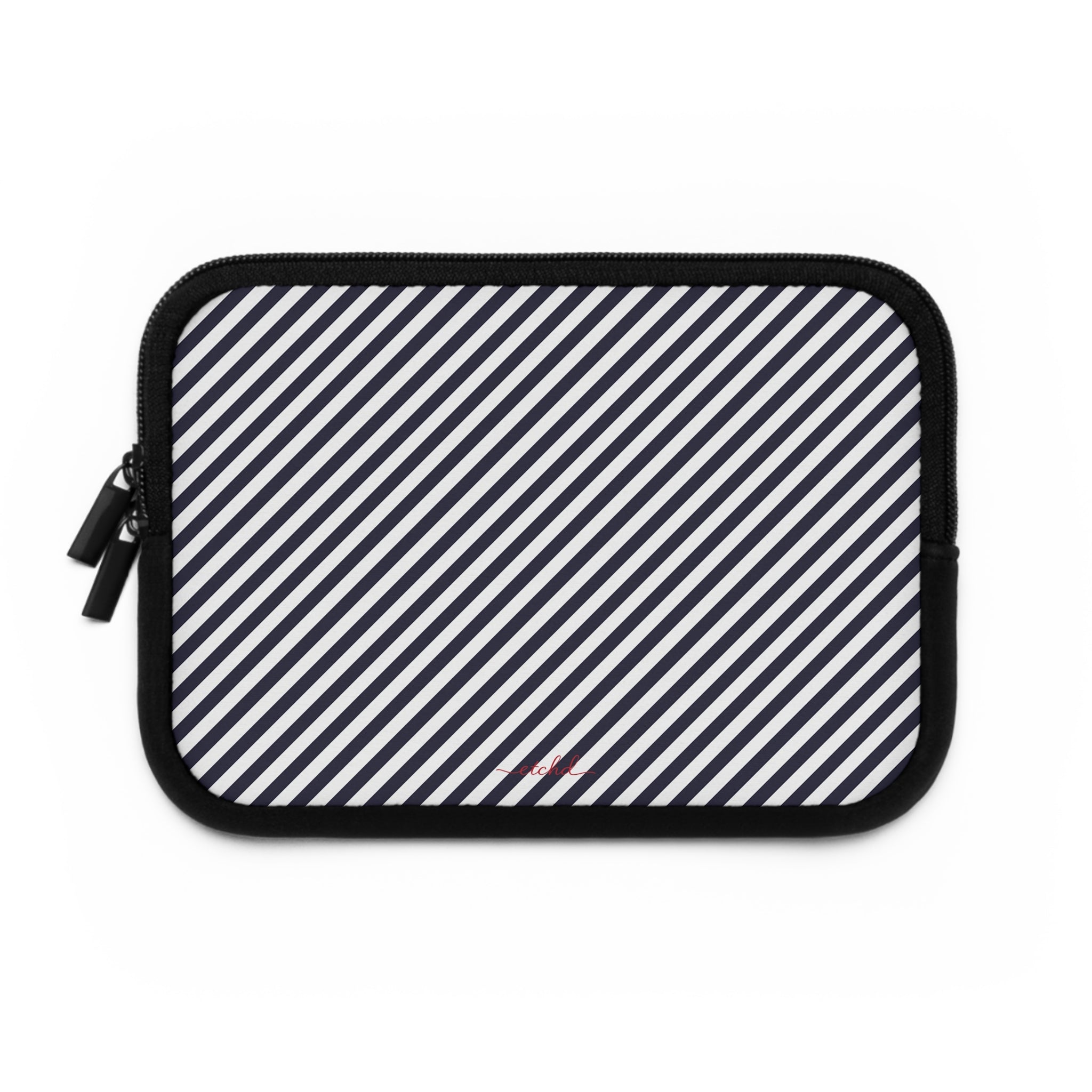 Navy & White Striped Diagonal Laptop Sleeve by etchd, view 2