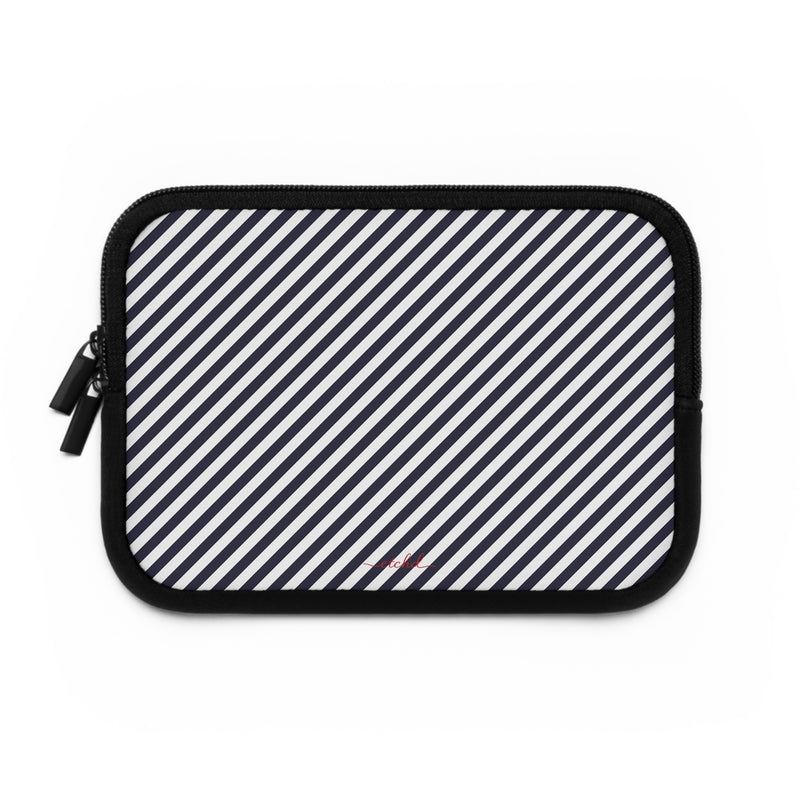 Navy & White Striped Diagonal Custodia per laptop di etchd, vista 2
