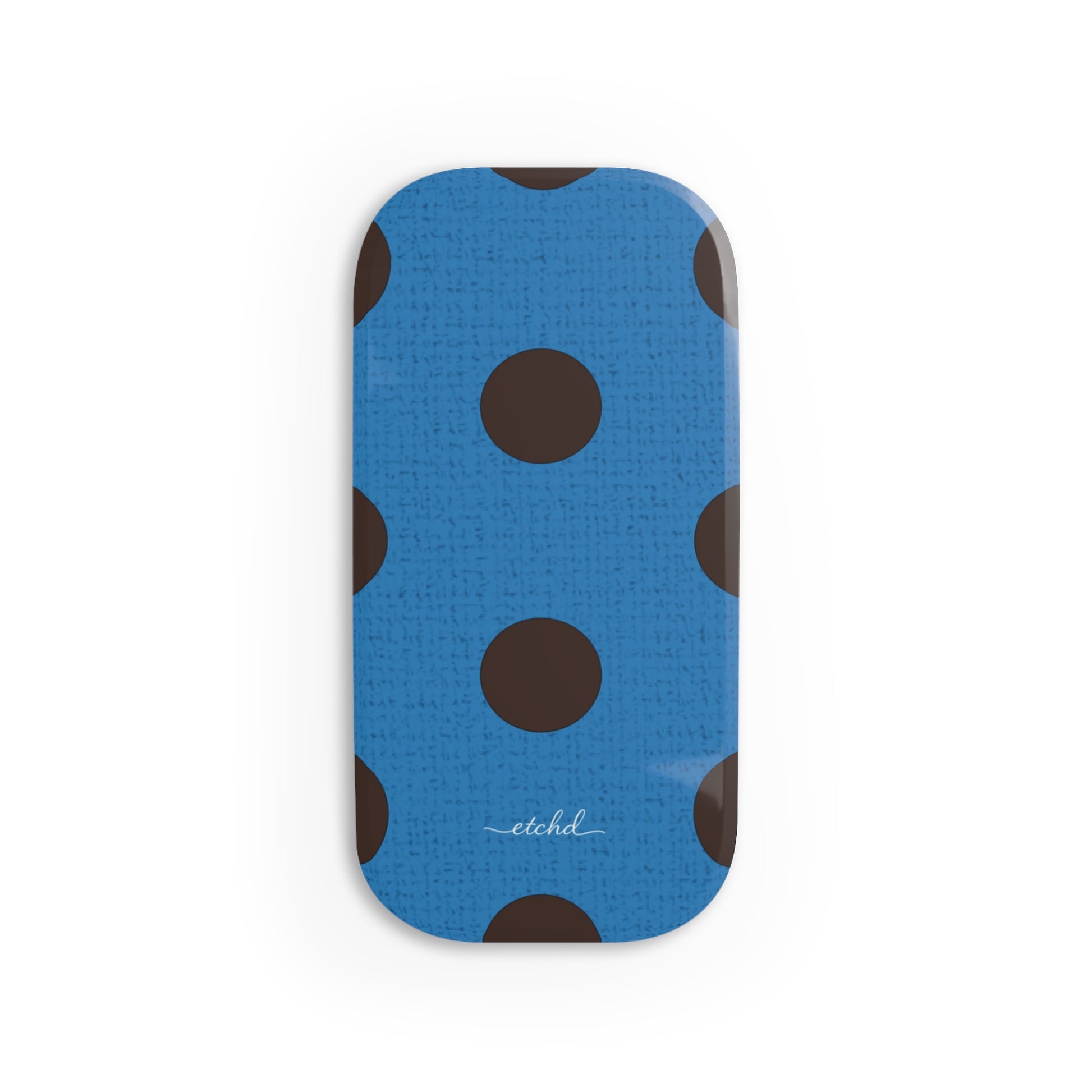 Espresso And Cerulean Polka Dot Click-On Phone Grip by etchd
