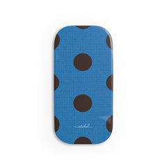 Espresso And Cerulean Polka Dot Click-On Phone Grip by etchd