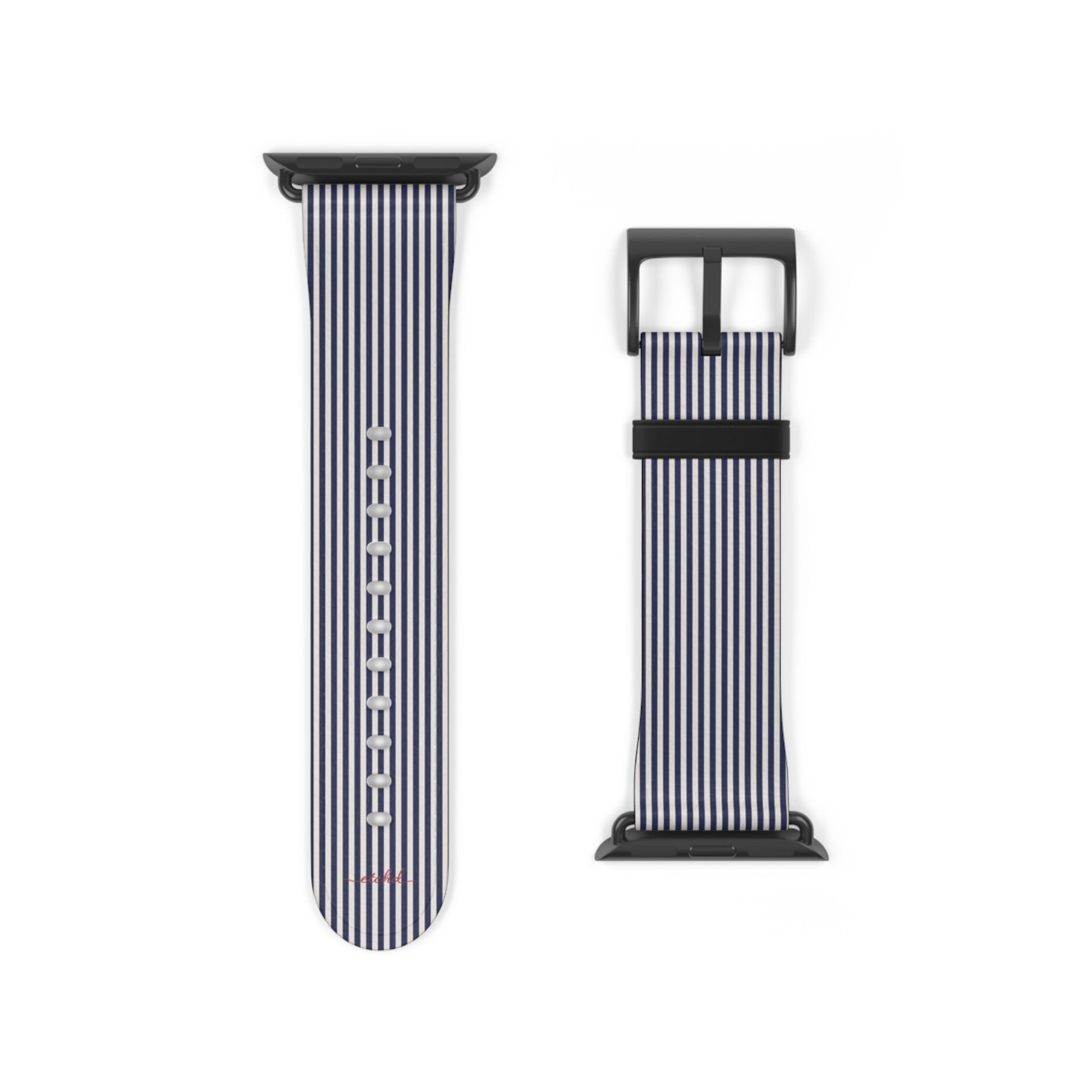 Navy & Cream Striped Smartwatch Strap by etchd, view 9
