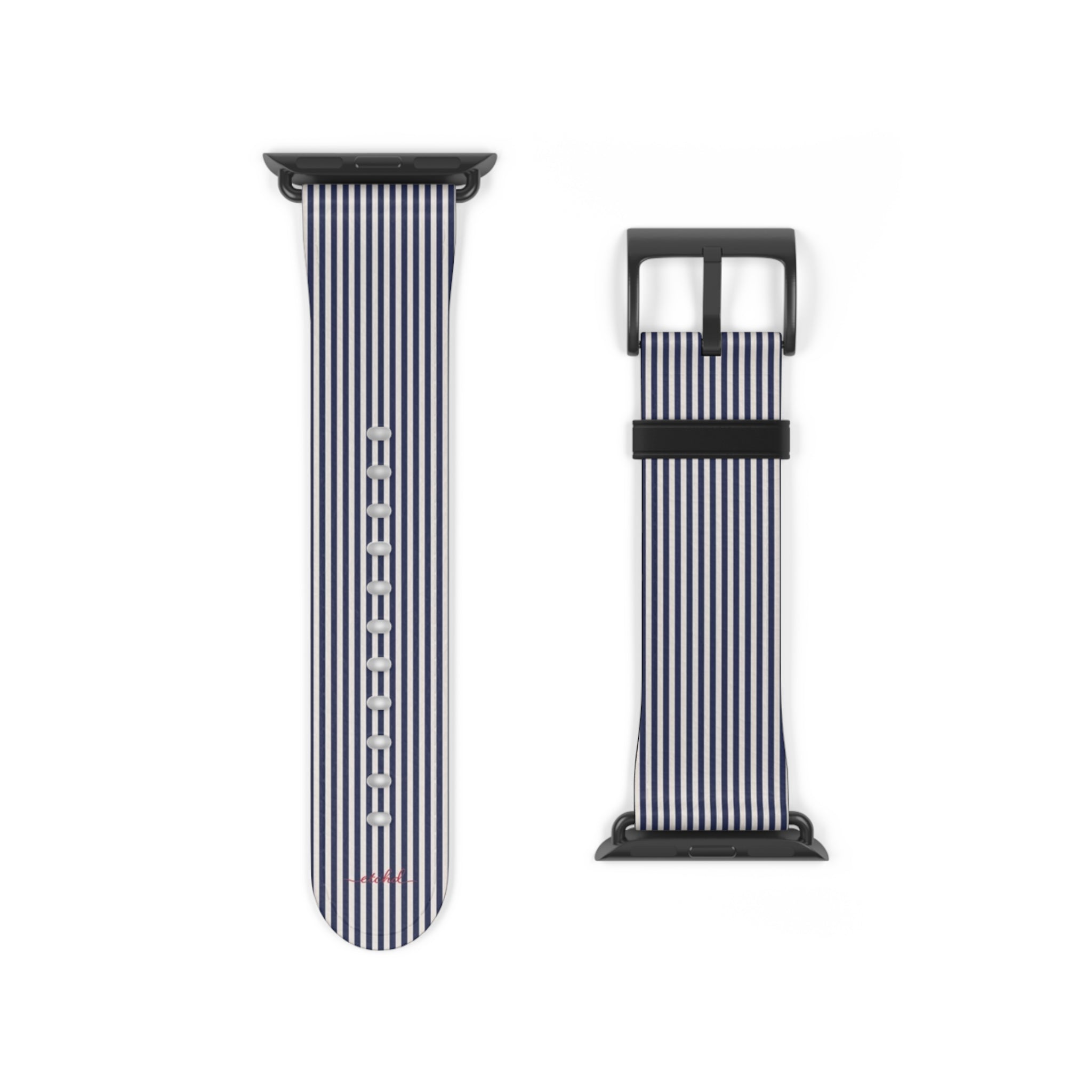 Navy & Cream Striped Smartwatch Strap by etchd, view 9