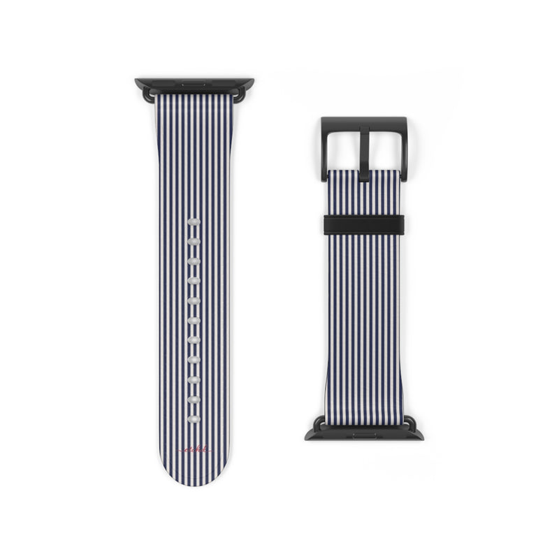 Navy & Cream Striped Smartwatch Strap by etchd, view 9