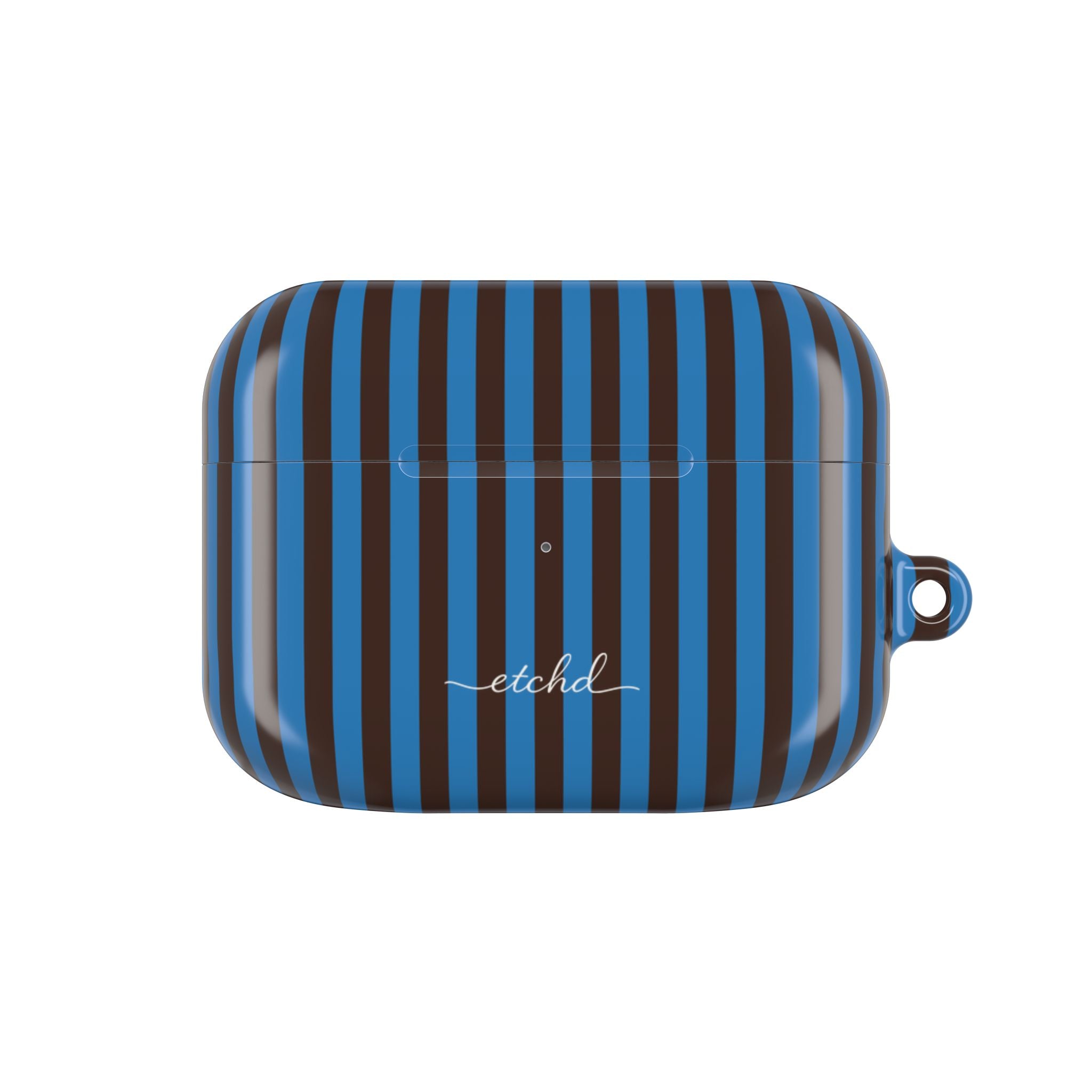Espresso & Cerulean Striped AirPod Case by etchd