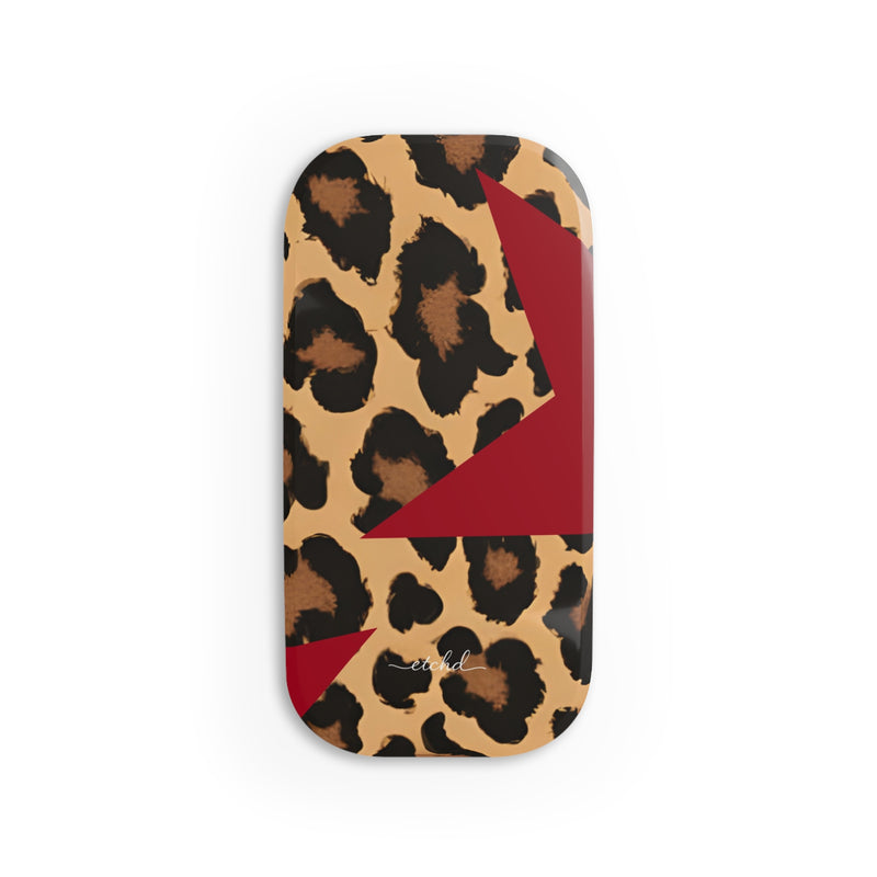 Leopard & Red Stars Agarre clipsable para móvil-zoom-