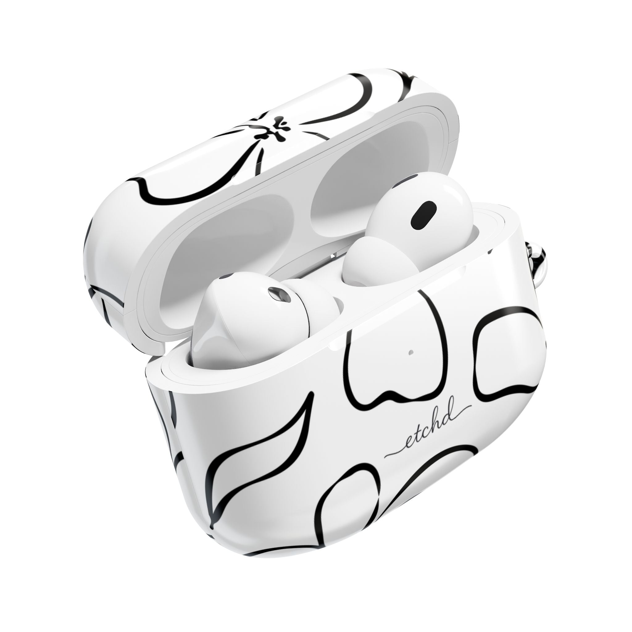 White & Black Floral AirPod Case by etchd, view 9