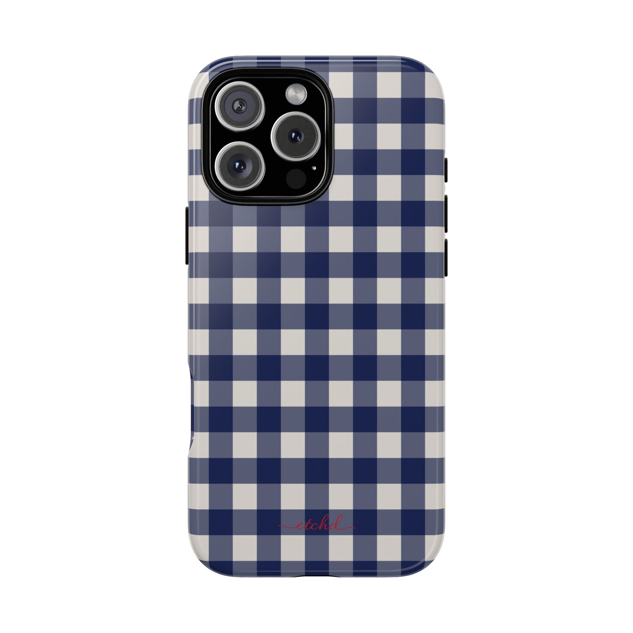Navy & Cream Gingham Phone Case by etchd