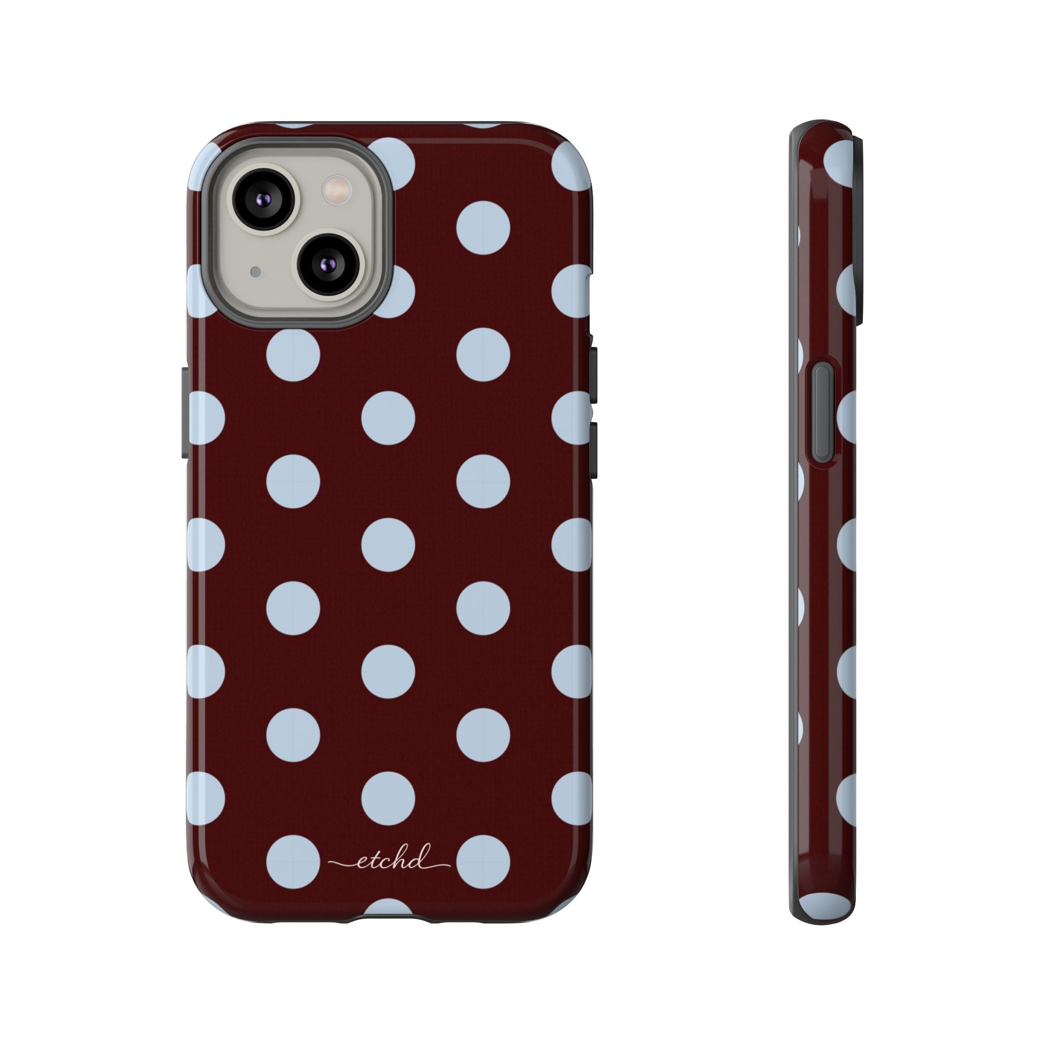 Cherry & Blue Polka Dot Phone Case by etchd, view 2