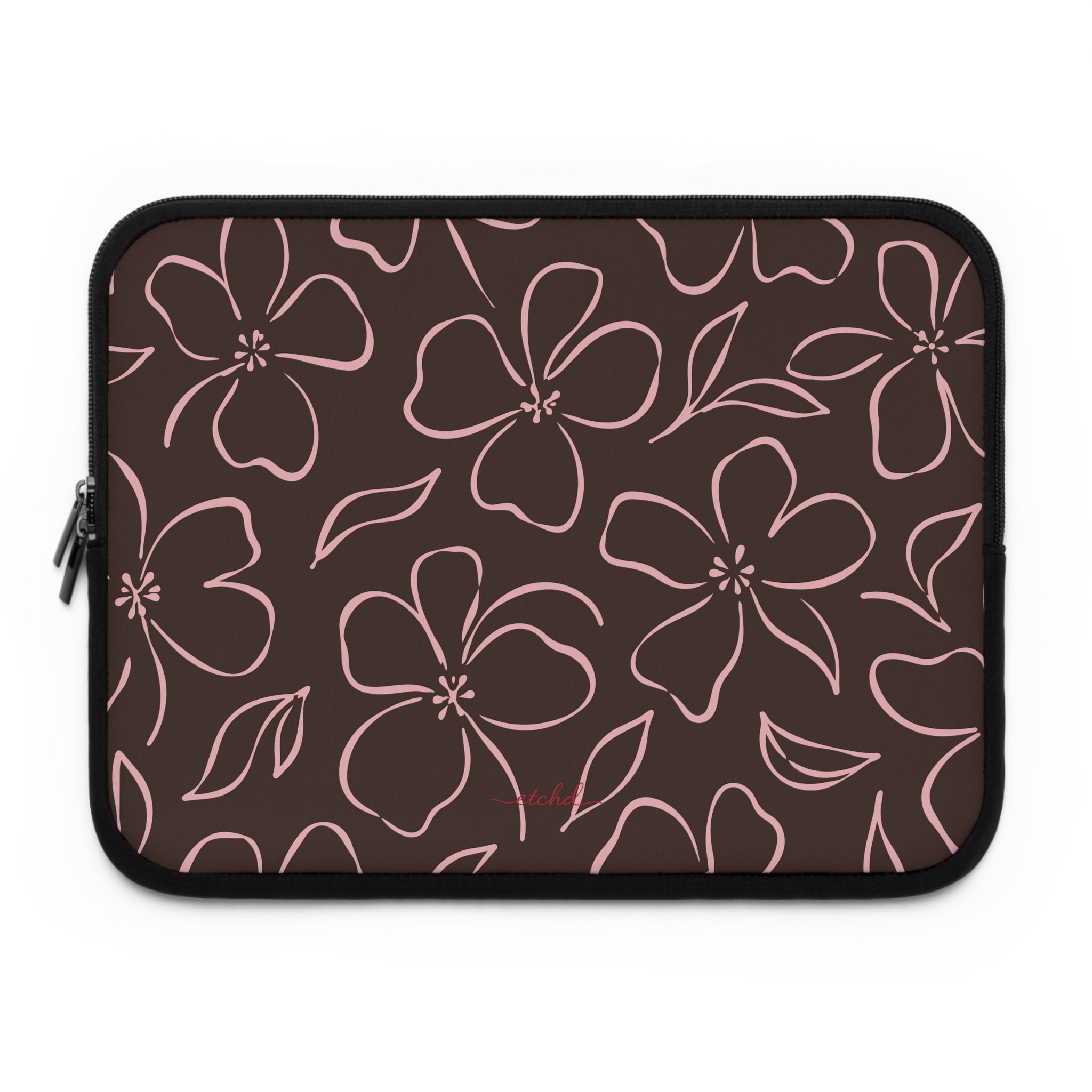 Espresso & Blush Floral Laptop Sleeve by etchd