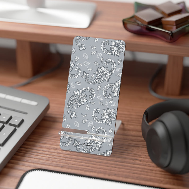 Dusty Blue Paisley Phone Stand by etchd, view 3