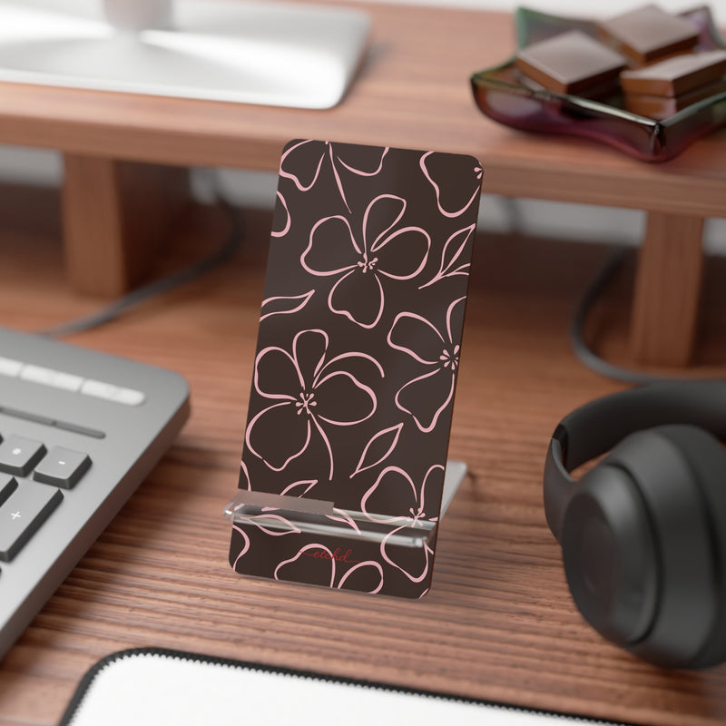 Espresso & Blush Floral Phone Stand by etchd, view 3