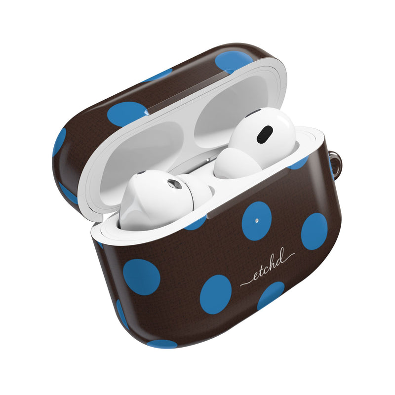 Cerulean & Espresso Polka Dot AirPod Case by etchd, view 9