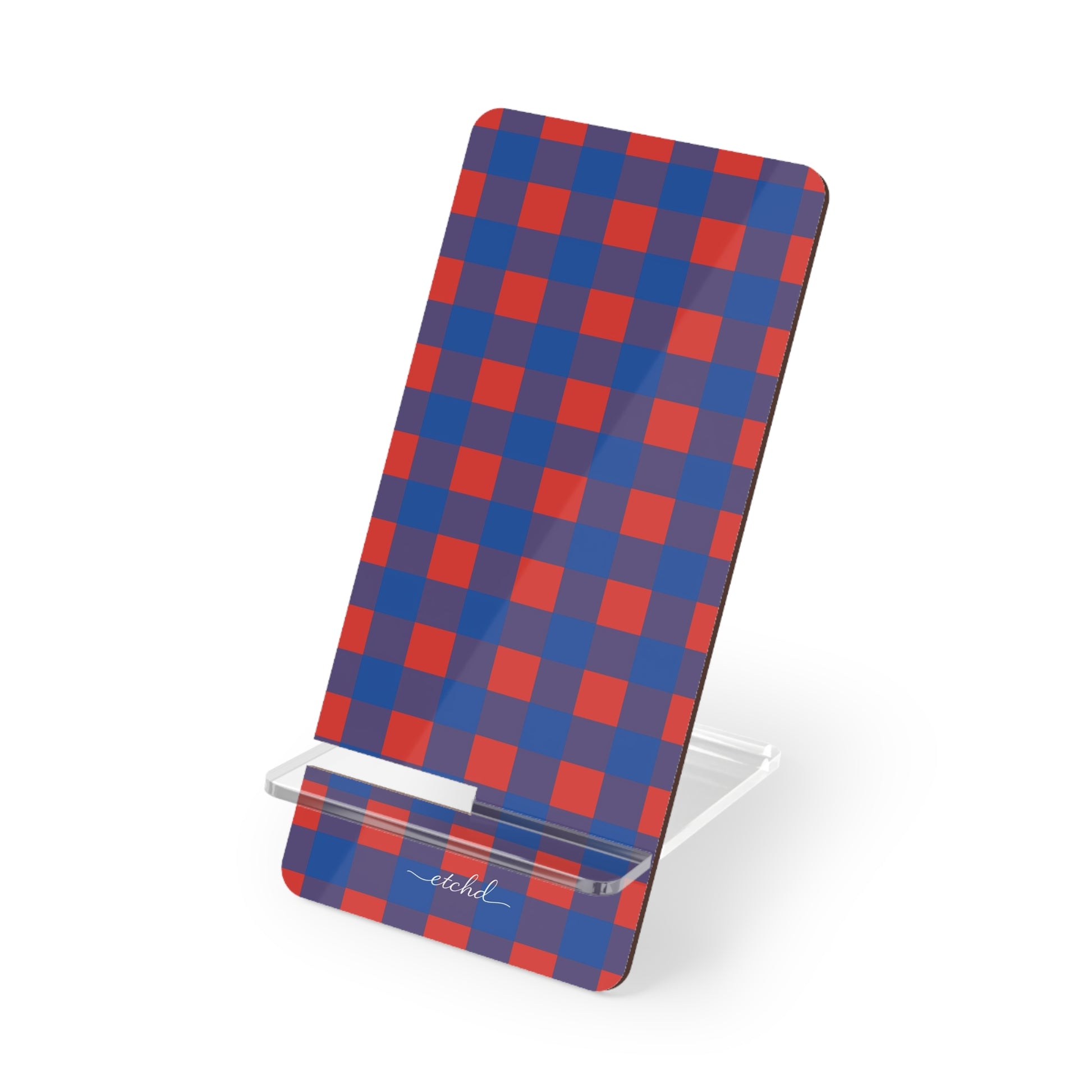 Cobalt & Poppy Gingham Phone Stand by etchd