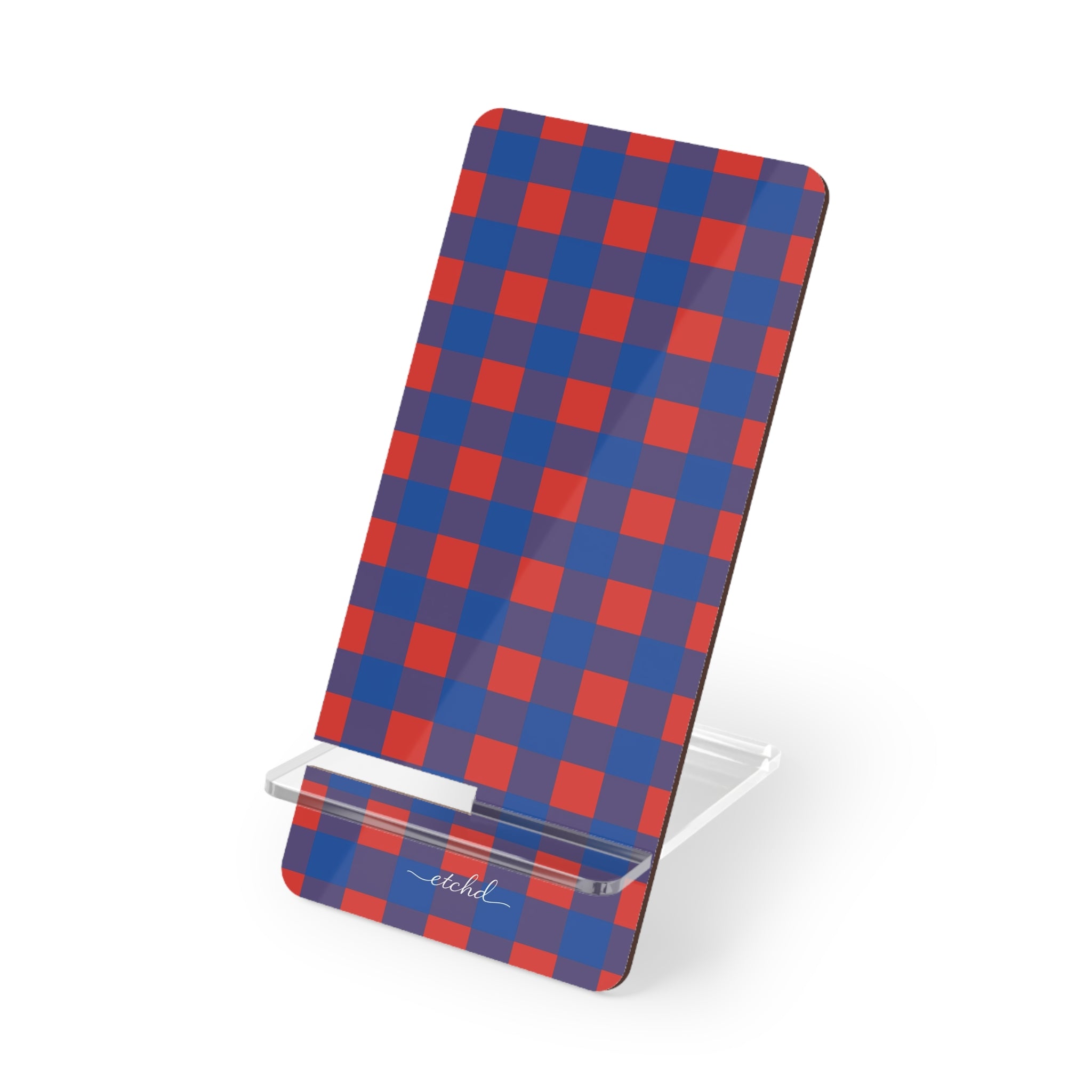 Cobalt & Poppy Gingham Phone Stand by etchd