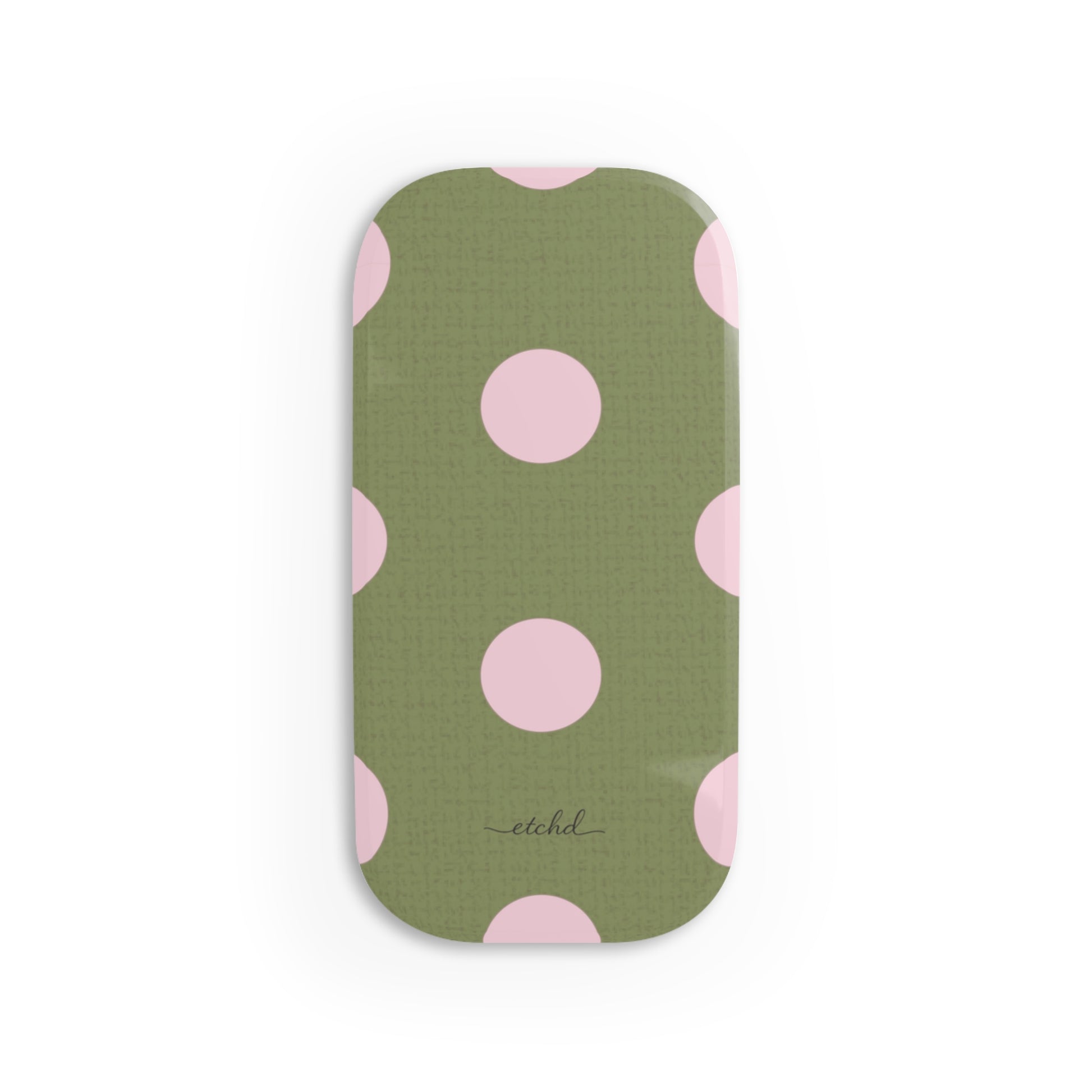 Pink And Green Polka Dot Click-On Phone Grip by etchd