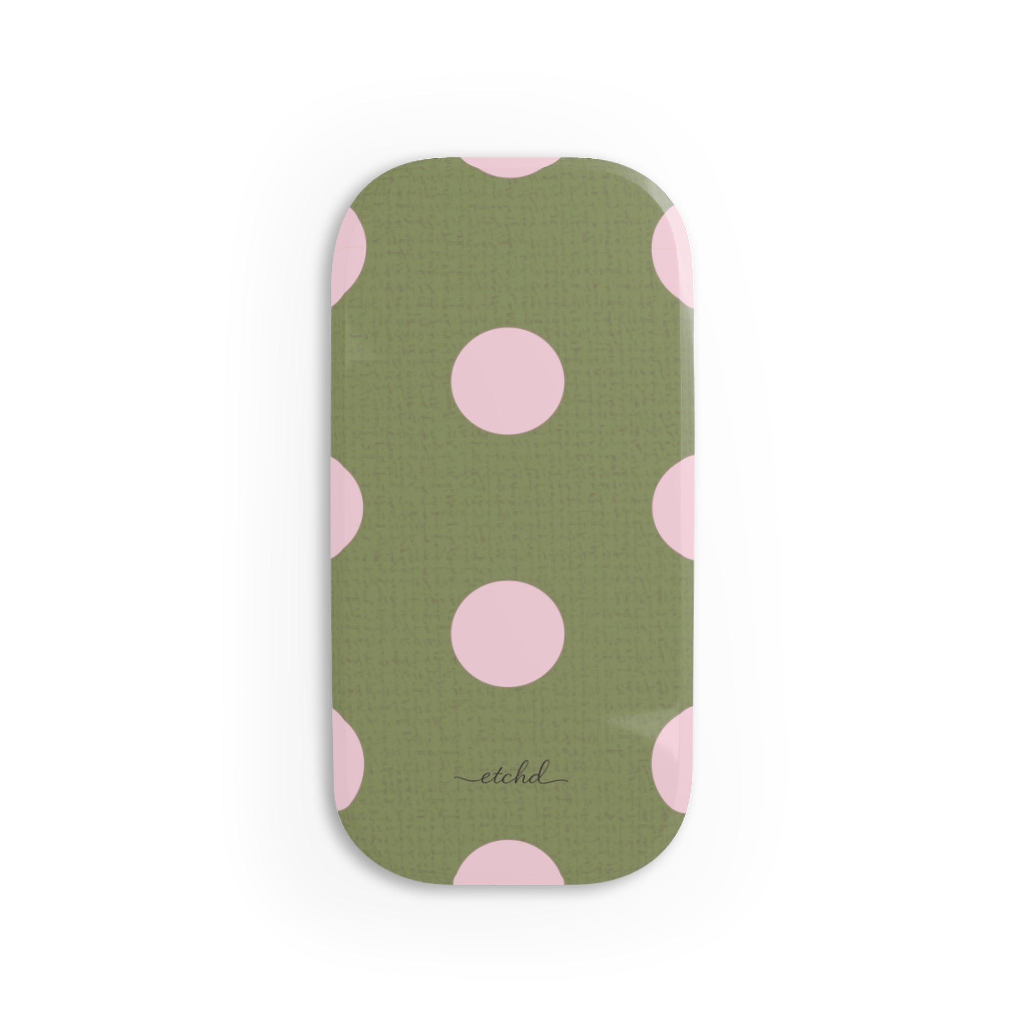 Pink And Green Polka Dot Click-On Phone Grip by etchd