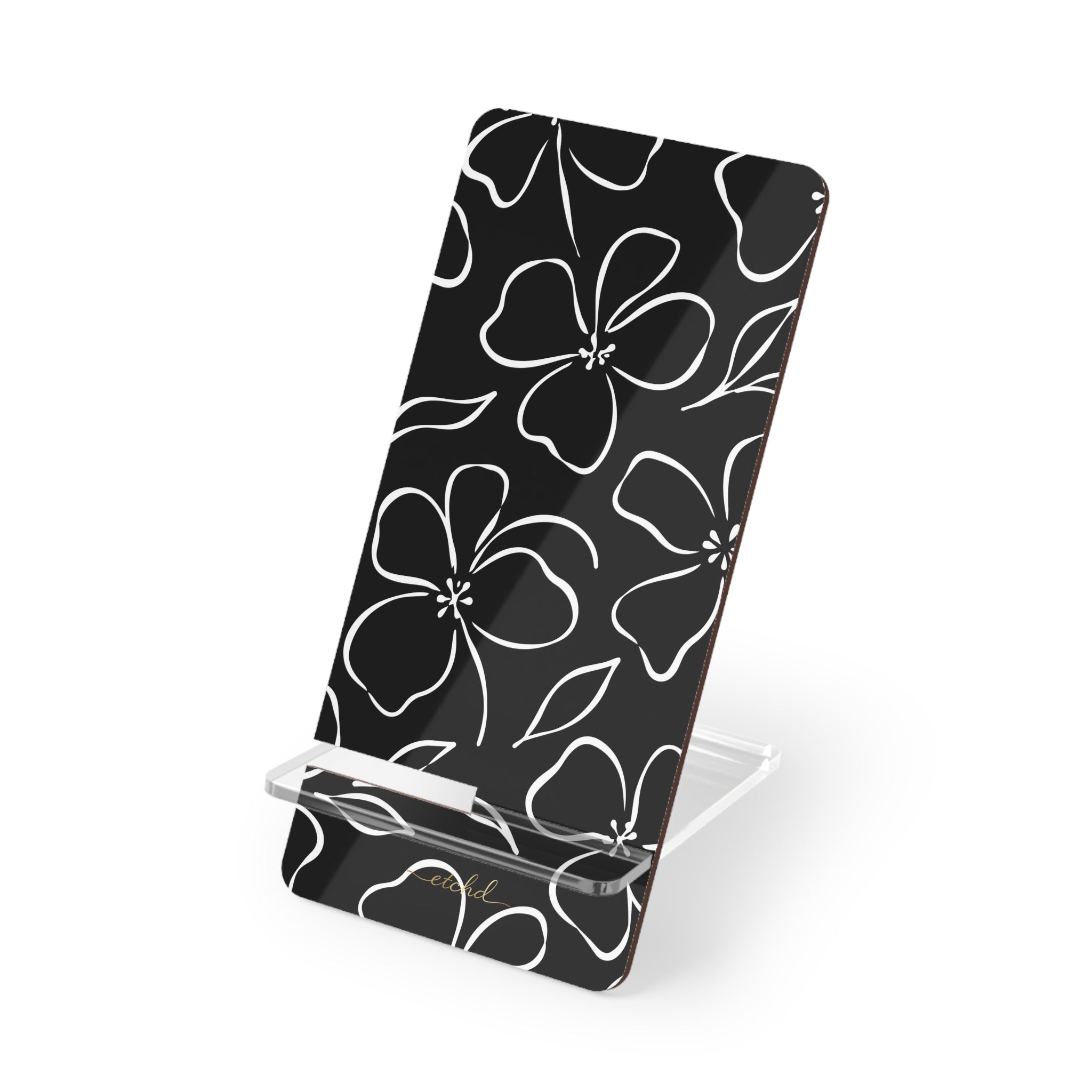 Black & White Floral Phone Stand by etchd