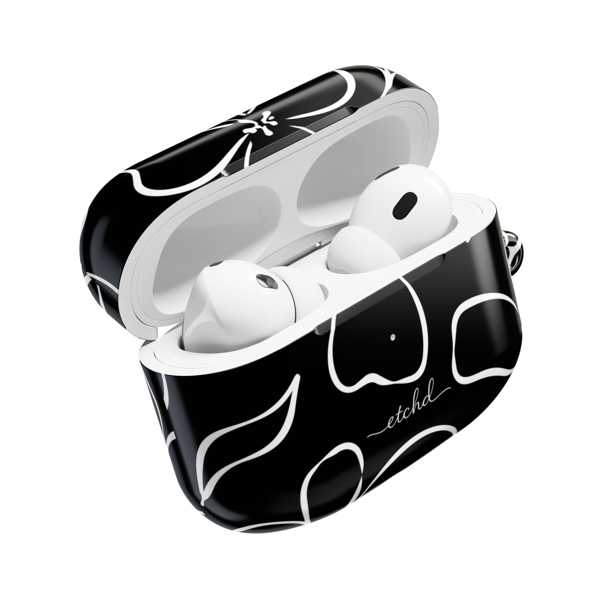 Black & White Floral AirPod Case by etchd, view 9