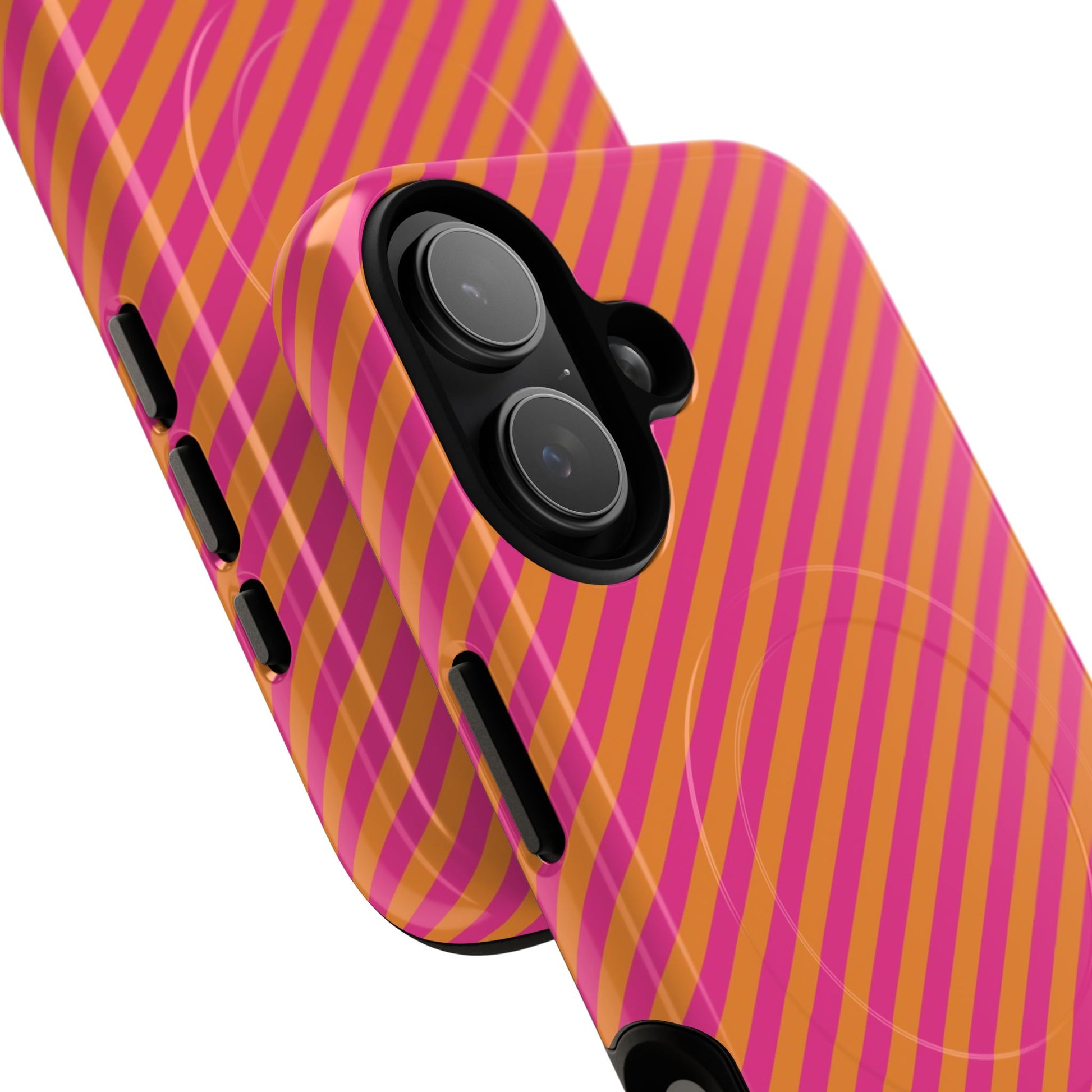 Pink & Orange Striped Diagonal Magnetic Phone Case by etchd, view 87
