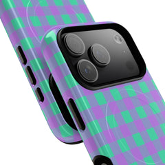 Hypermint & Lilac Gingham Magnetic Phone Case by etchd, view 99