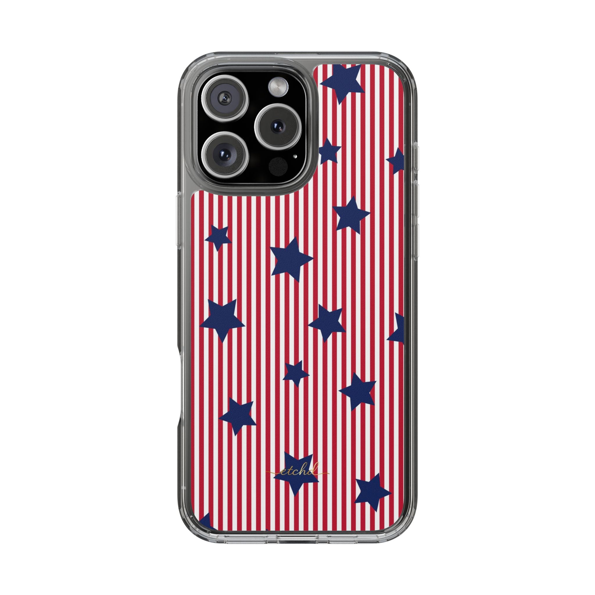 Red Stripes & Blue Stars Clear Phone Case by etchd