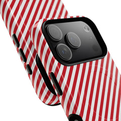 Classic Red & White Striped Diagonal Magnetic Phone Case by etchd, view 99