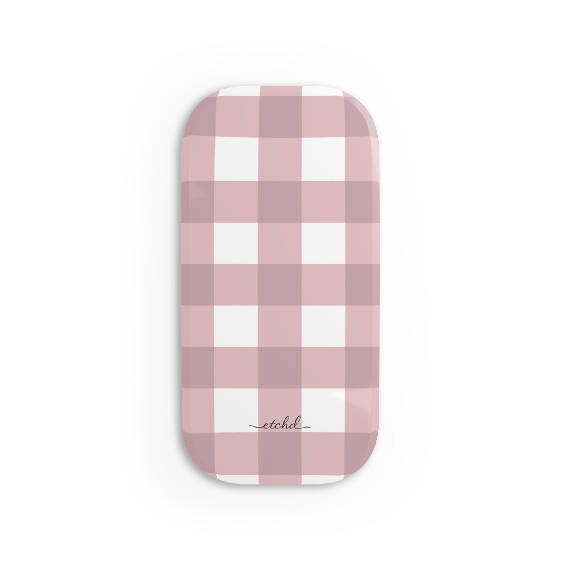Pink & White Gingham Anello clip per telefono di etchd