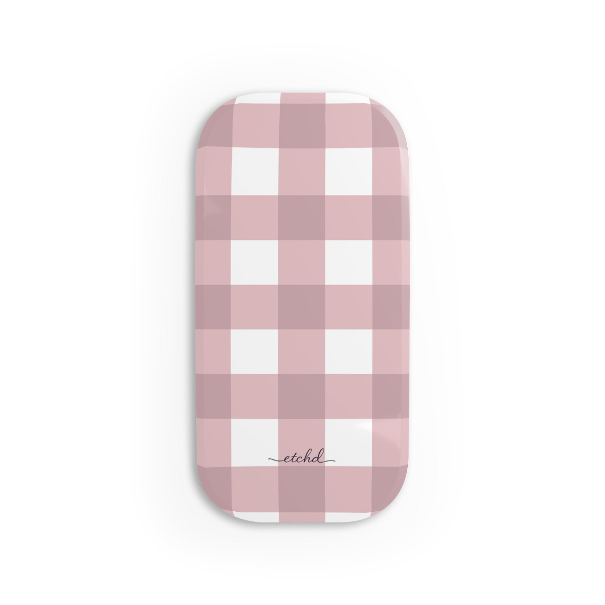 Pink & White Gingham Click-On Phone Grip by etchd