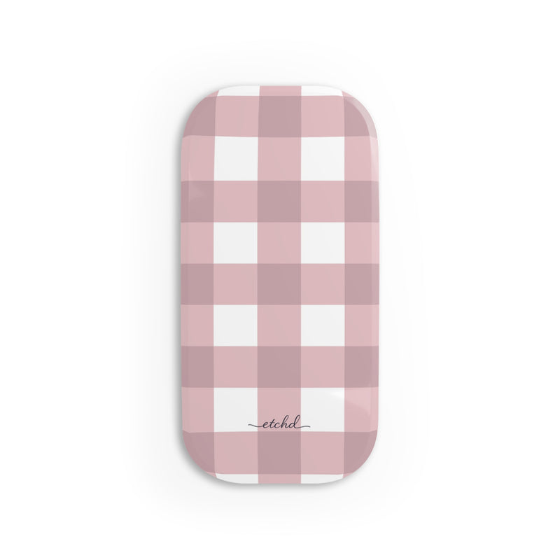 Pink & White Gingham Anello clip per telefono di etchd