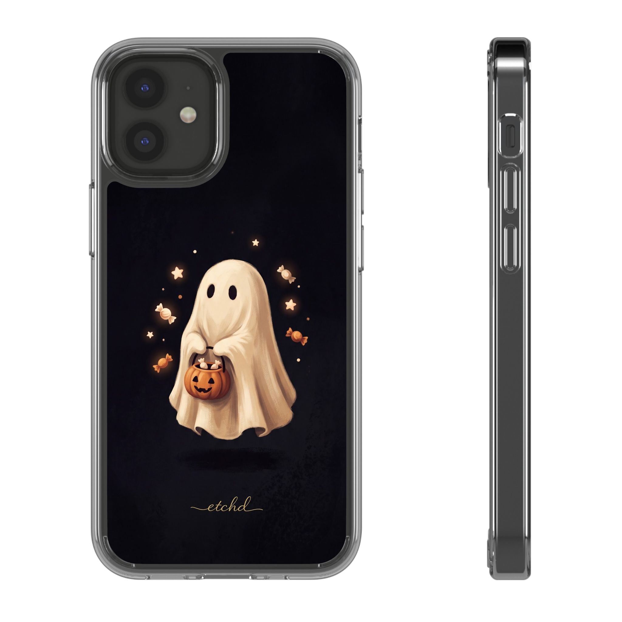 Candy Ghost Clear Phone Case by etchd, view 2