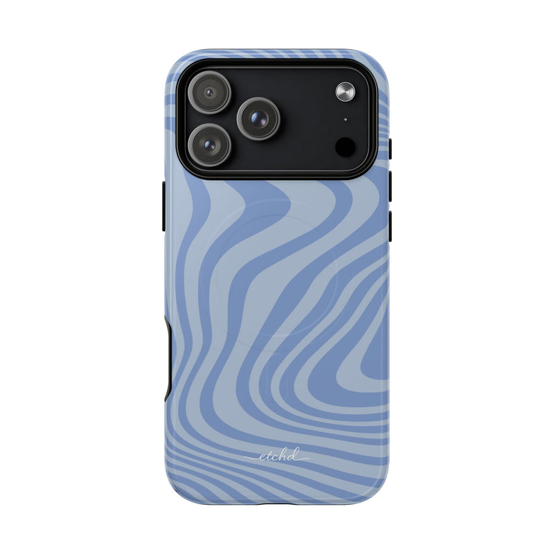 Blue Curved Lines Magnetic Phone Case by etchd, view 31