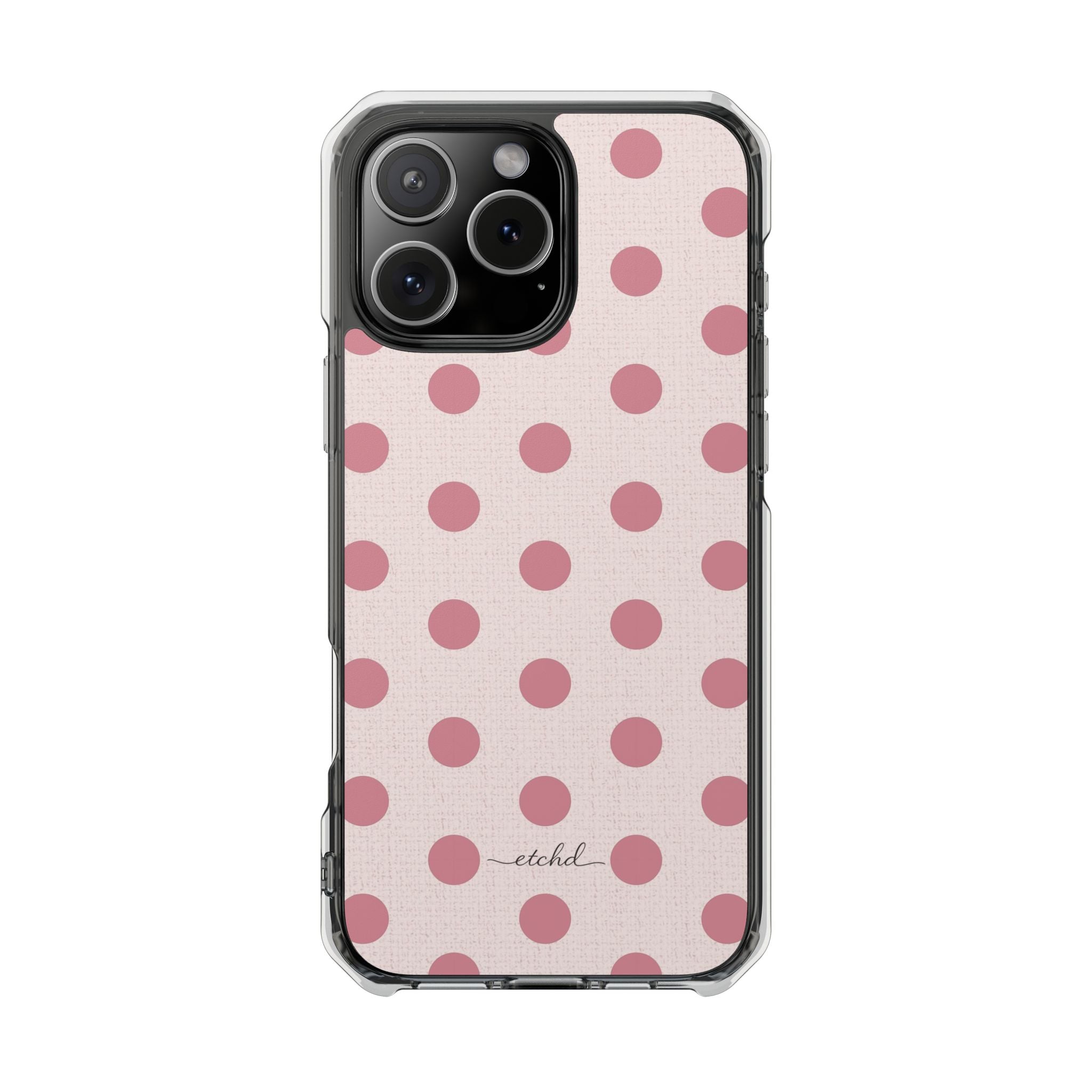 Blush Polka Dot Clear Magnetic Phone Case by etchd