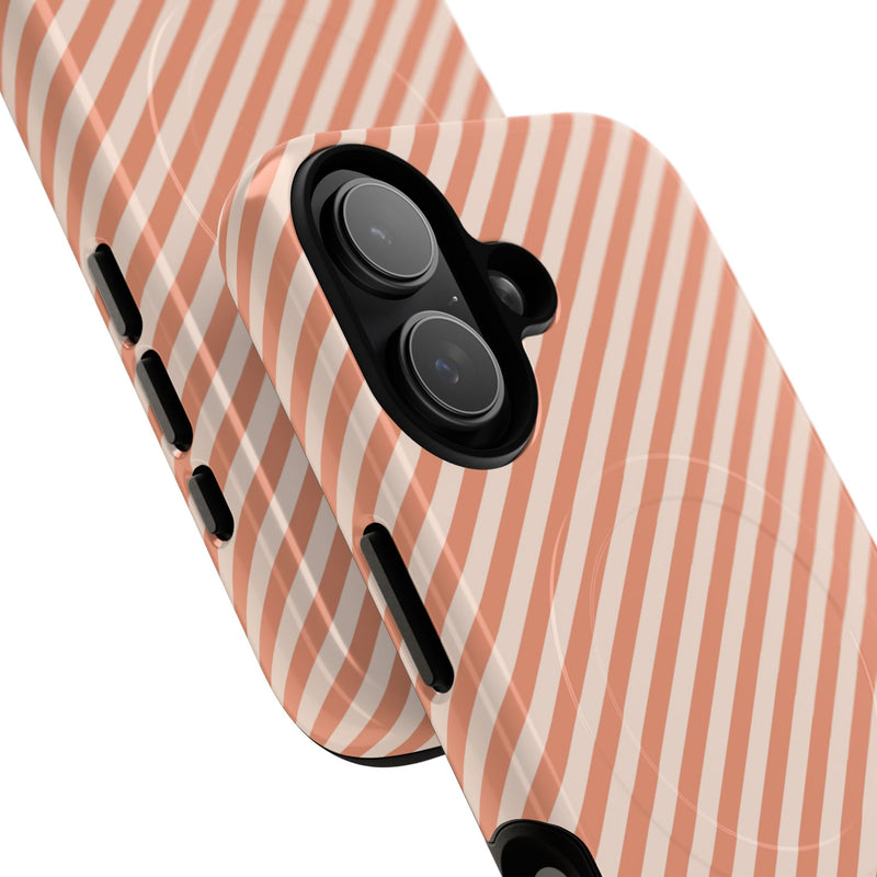 Coral & Cream Striped Diagonal Magnetic Phone Case by etchd, view 87