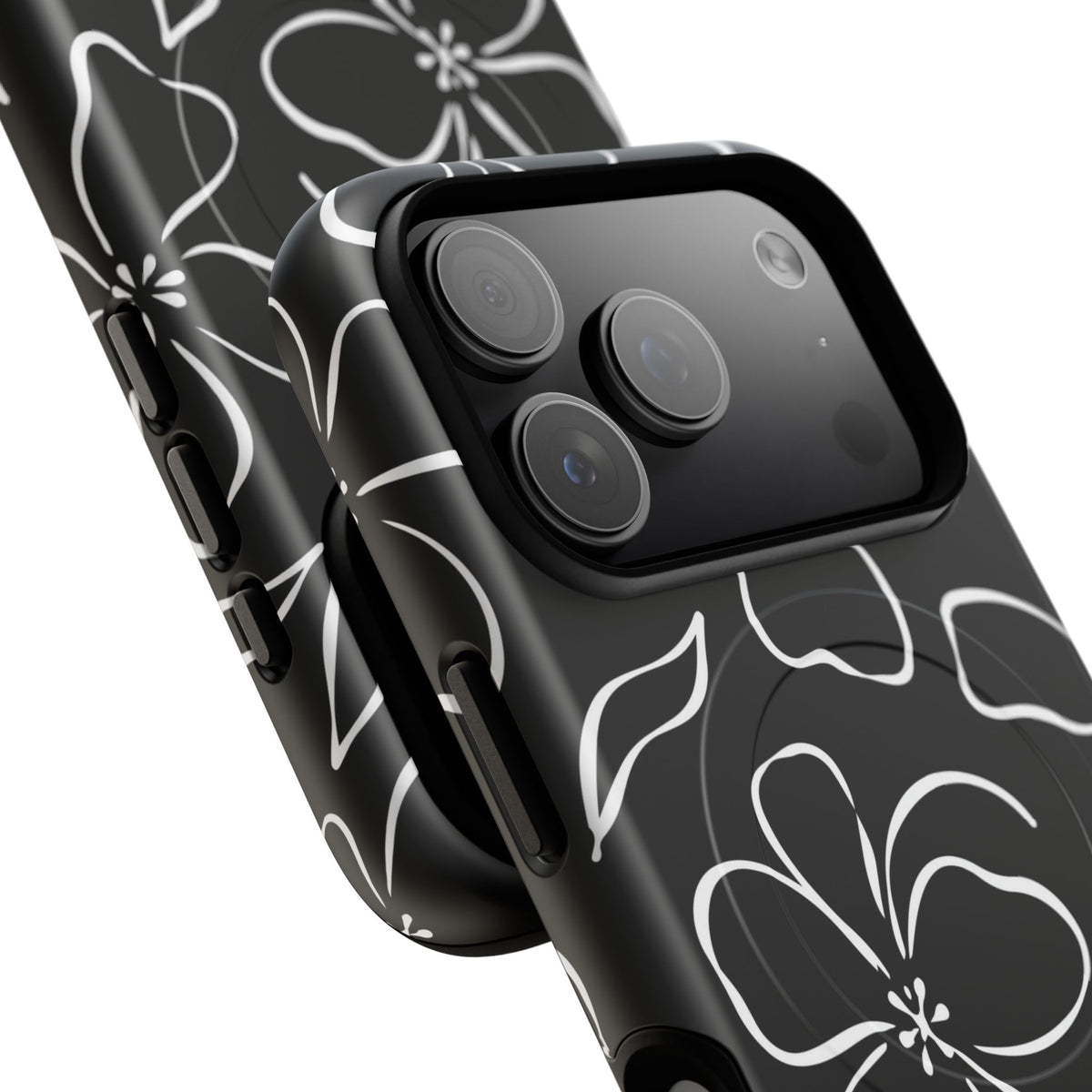 Black & White Floral Magnetic Phone Case by etchd, view 100