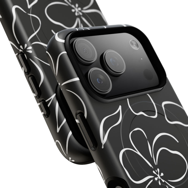Black & White Floral Magnetic Phone Case by etchd, view 100