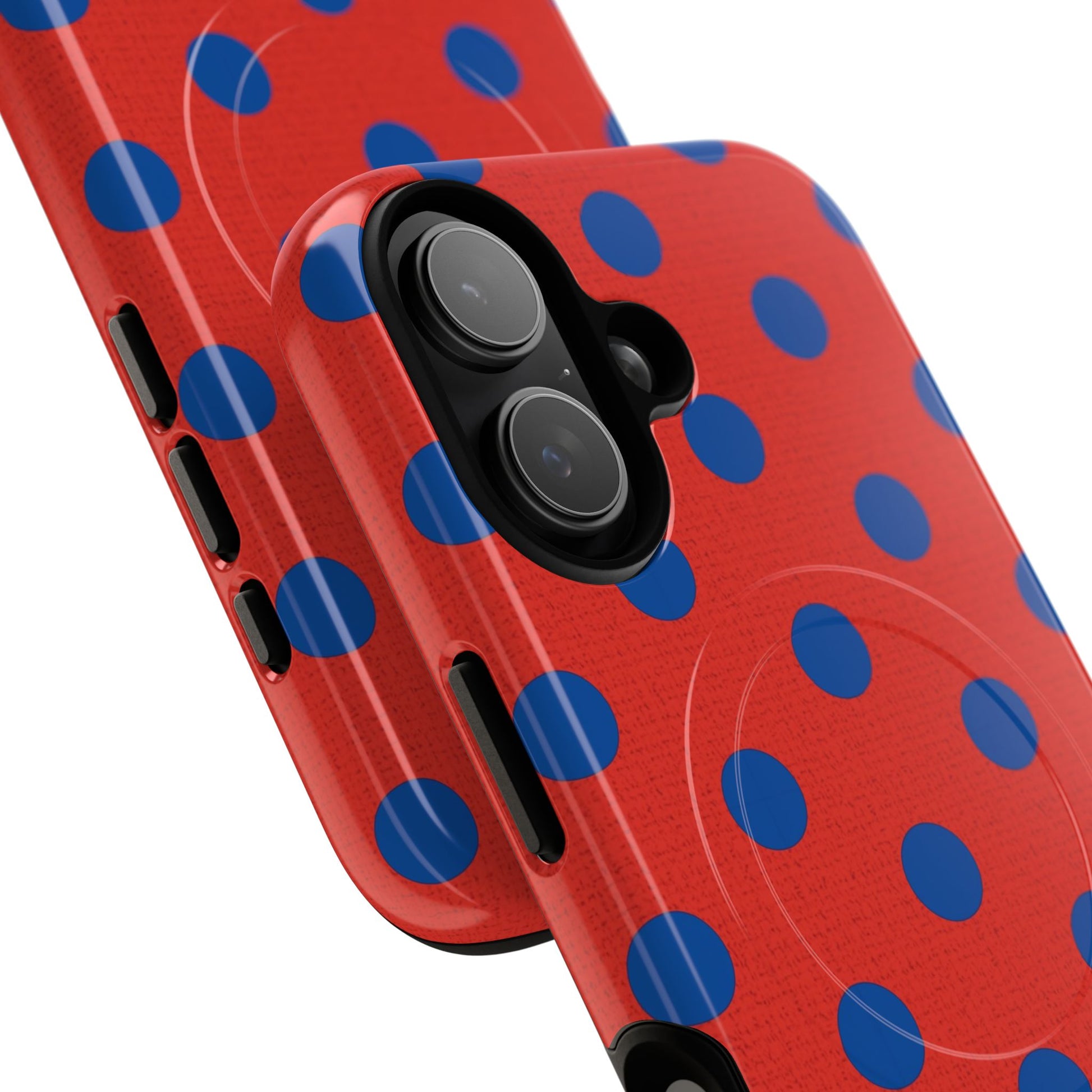 Cobalt & Poppy Polka Dot Magnetic Phone Case by etchd, view 87
