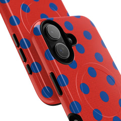 Cobalt & Poppy Polka Dot Magnetic Phone Case by etchd, view 87