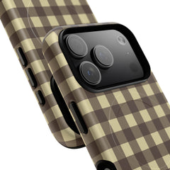Butter & Brown Gingham Magnetic Phone Case by etchd, view 100