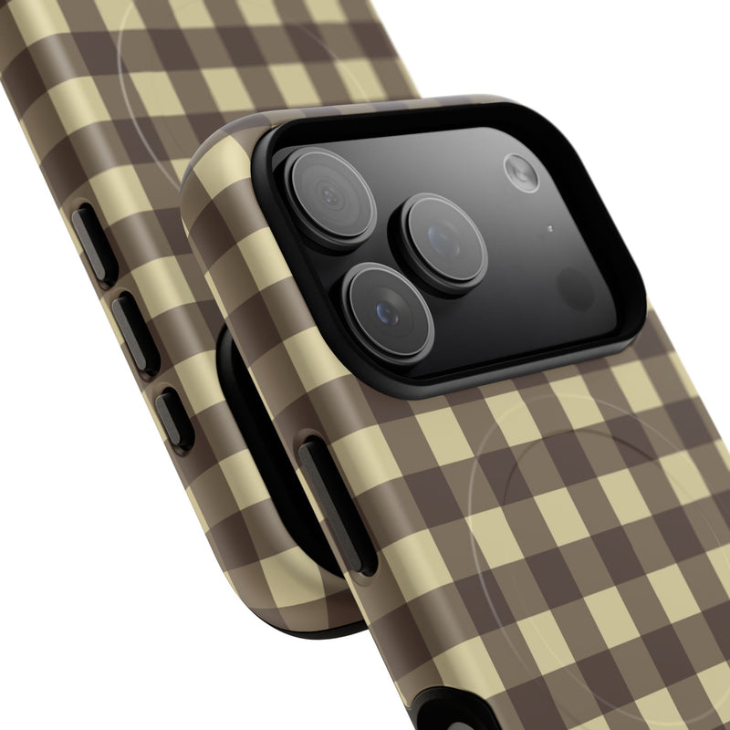 Butter & Brown Gingham Magnetic Phone Case by etchd, view 100