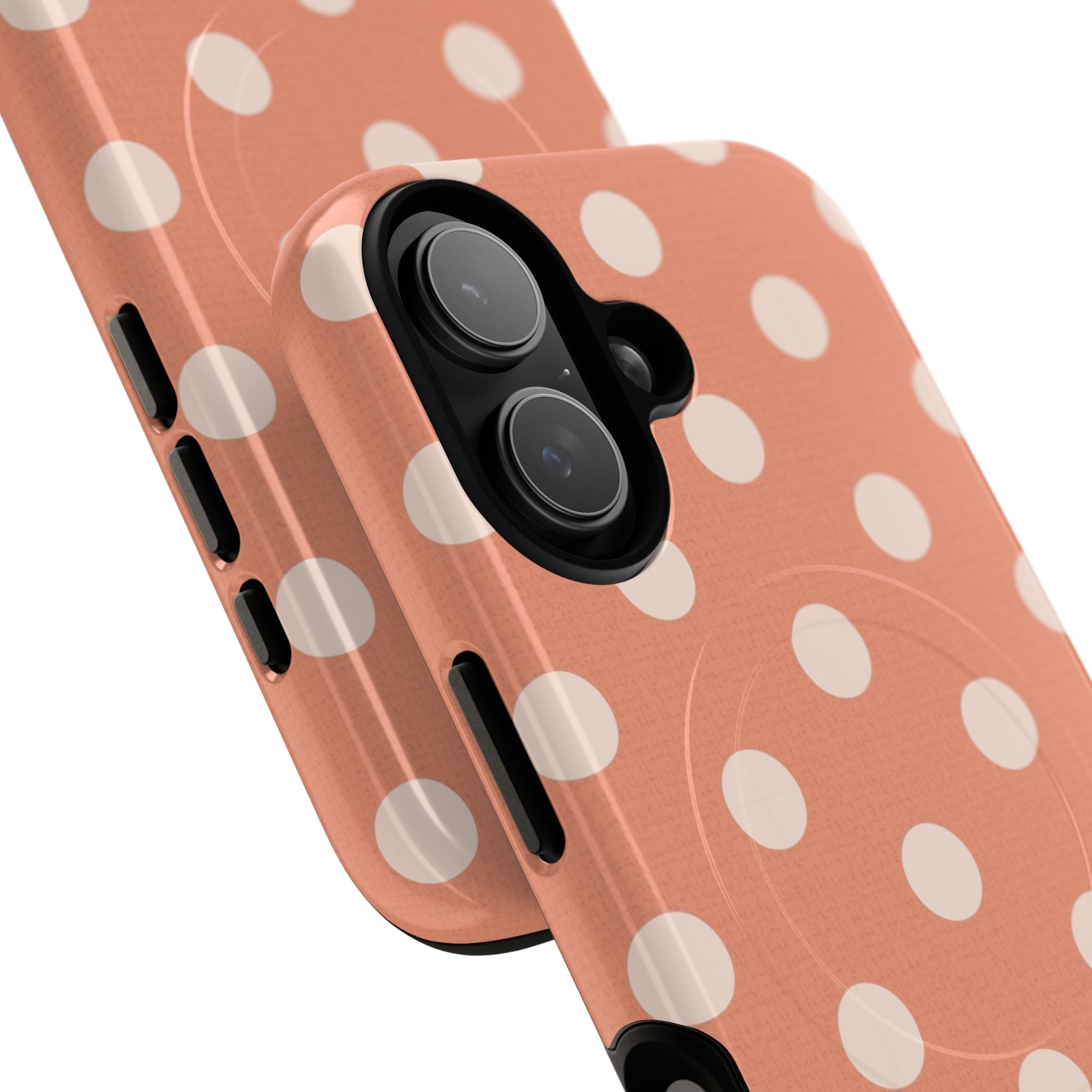 Cream & Coral Polka Dot Magnetic Phone Case by etchd, view 87